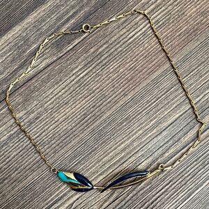 Vintage Elegant Gold and Blue Necklace - Orena Paris